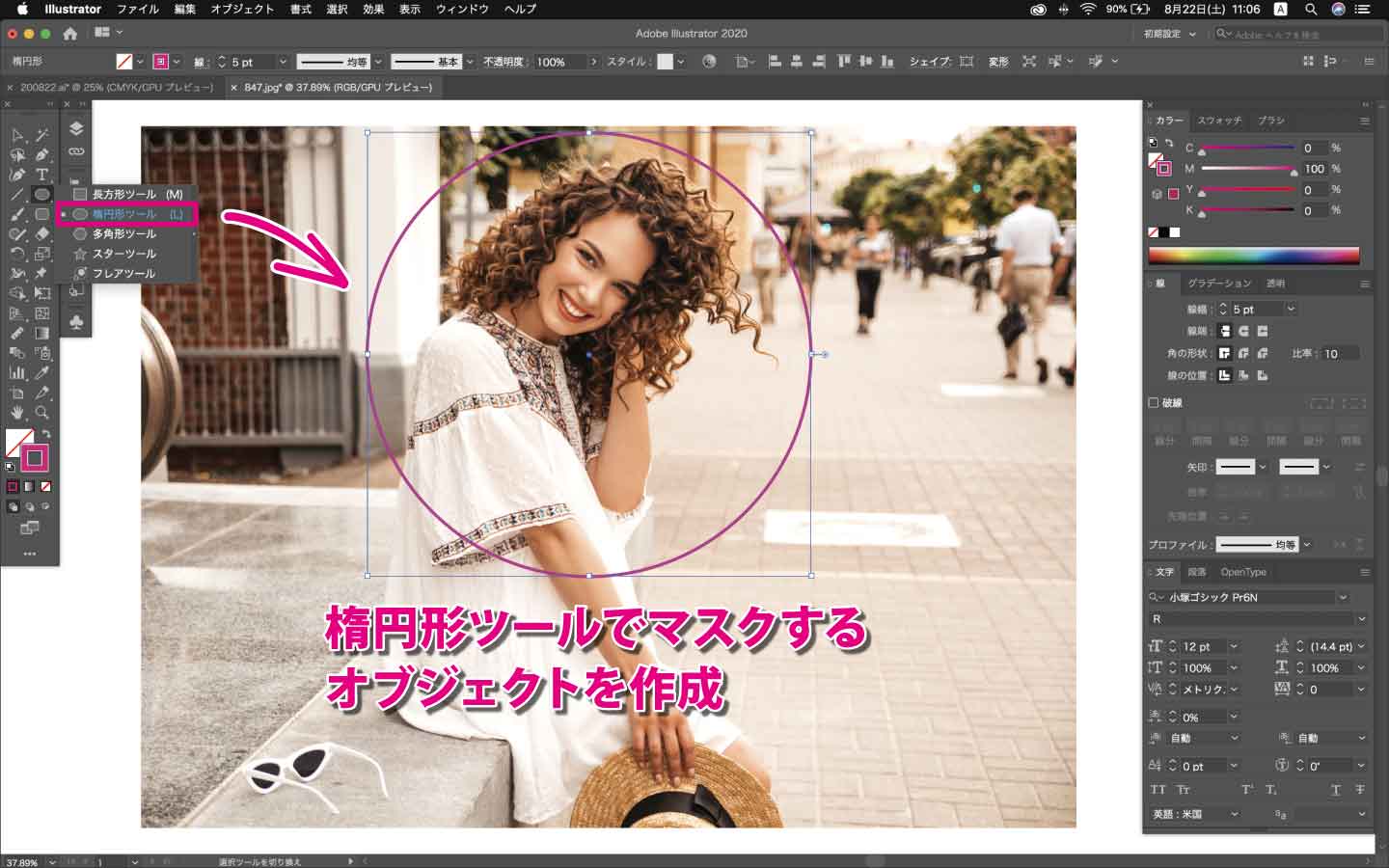 Illustrator 写真を自由にトリミングできる クリッピングマスク 解説 Dtip